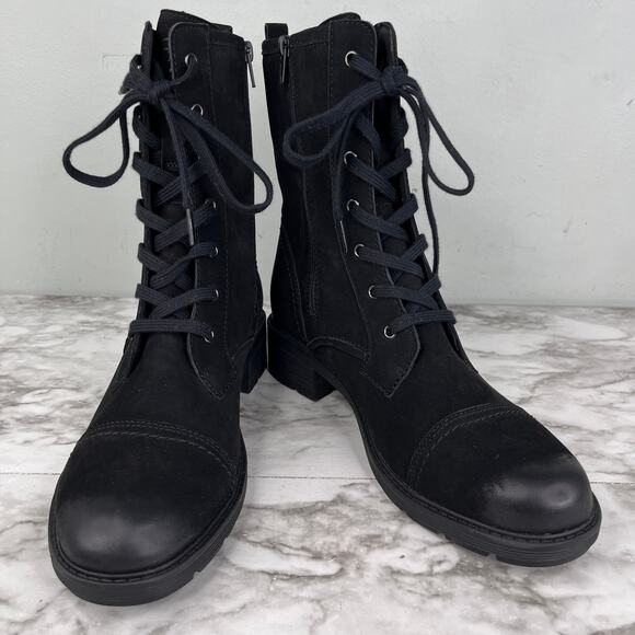 Clarks Hearth Maye Black Nubuck Lace Up Boot 11 New - Picture 16 of 16